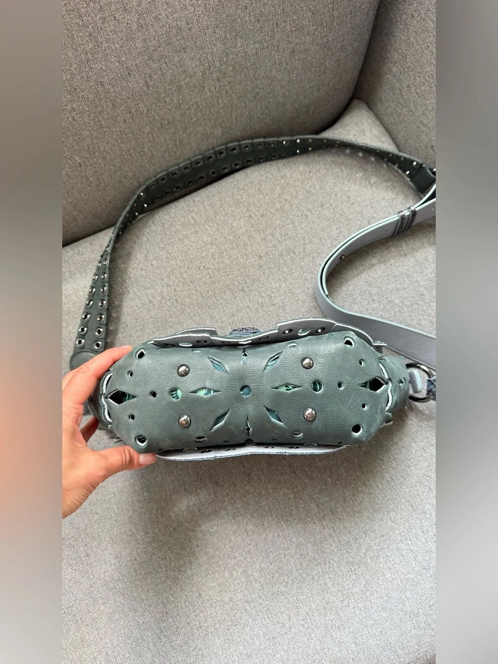 Jamin Puech Paris Rare Python Leather Perforated Artisan Shoulder Bag France